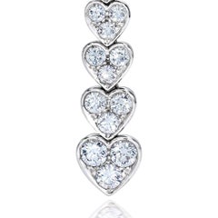 Picchiotti Boucles d'oreilles pendantes en or blanc 18 carats, diamants en cascade en forme de coeur