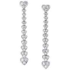 Picchiotti 18 Karat White Gold, Cascading Diamond Heart Drop Earrings