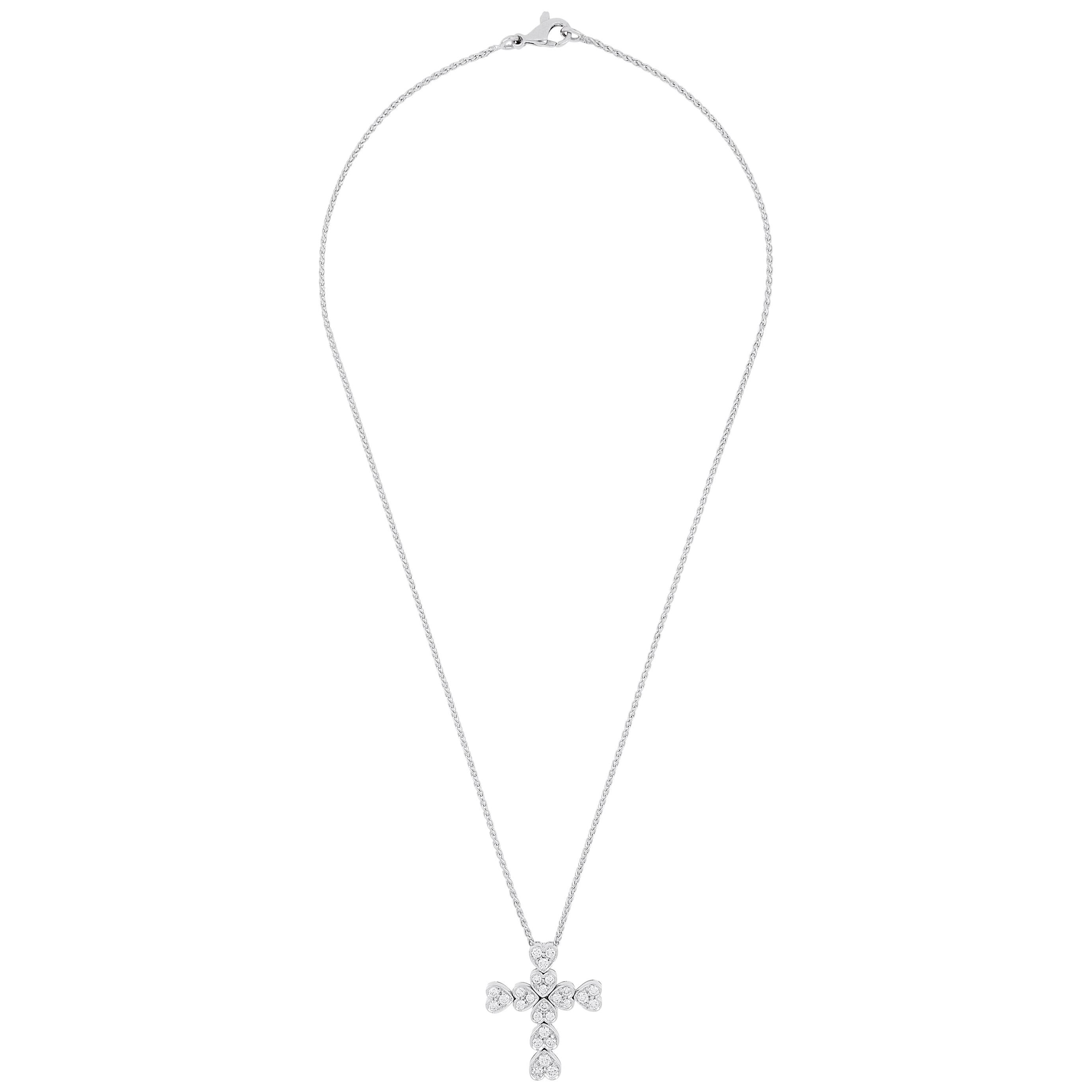 Picchiotti 18 Karat White Gold Heart-Shaped Cross Pendent For Sale