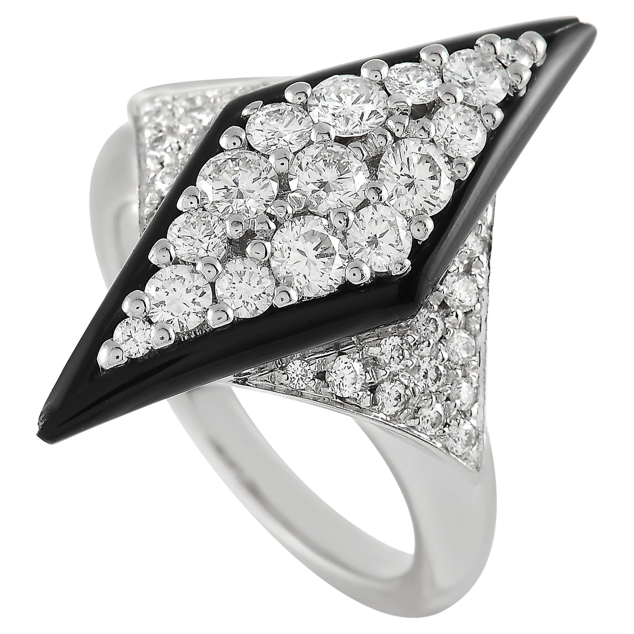 Picchiotti, bague en or blanc 18 carats avec onyx et diamants de 1,07 carat en vente