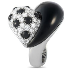 Picchiotti 18 Karat White Gold 2.18 Carat Diamond and Onyx Cocktail Ring