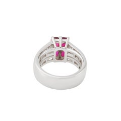 Picchiotti 18K White Gold Baguette Diamonds and Octagonal Rubies Cluster Ring