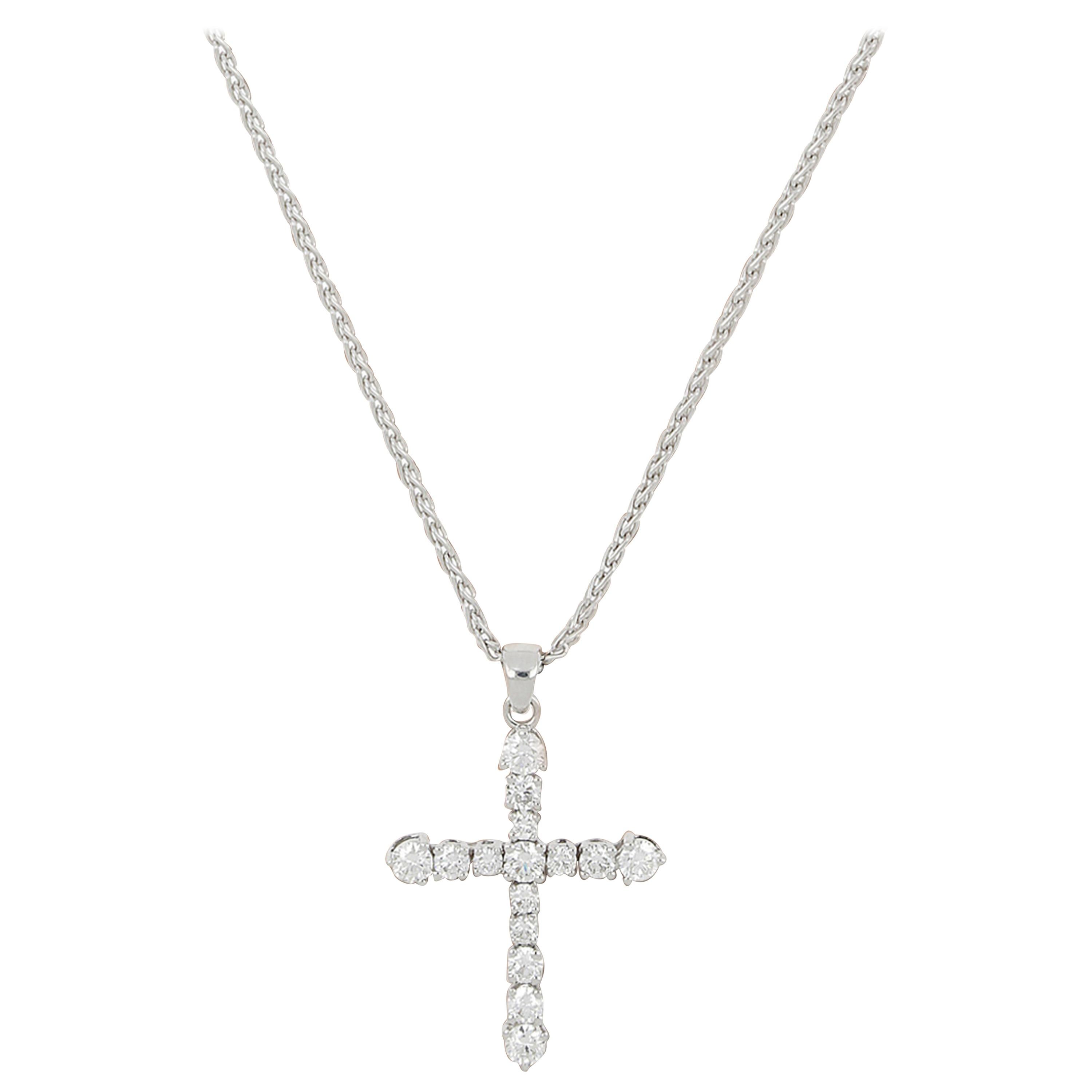 Picchiotti 18K White Gold Diamond Cross Pendant For Sale