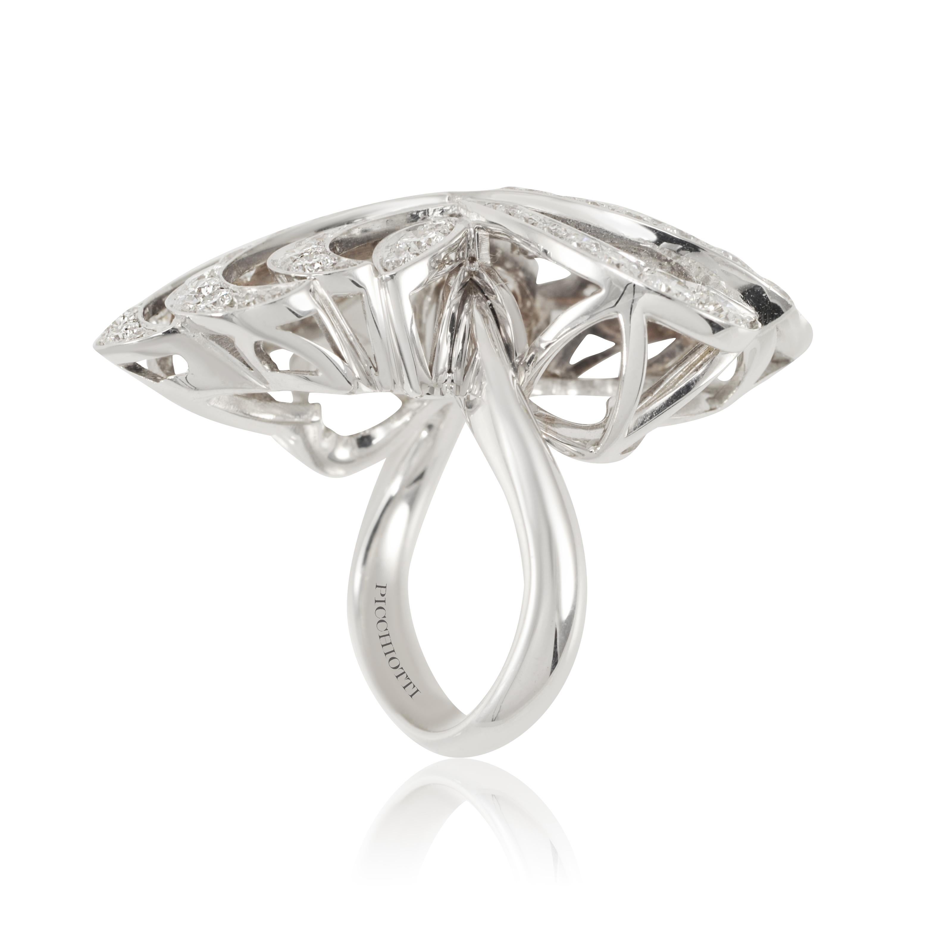 Contemporary Picchiotti 18K White Round Diamond Cocktail Ring For Sale