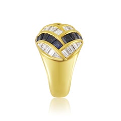 Picchiotti 18K Yellow Gold Baguette Diamond and Sapphire Cocktail Ring