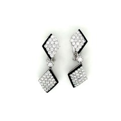 Picchiotti Hängeohrringe, 18KT Weißgold 4,40 Karat Diamant & schwarzer Onyx