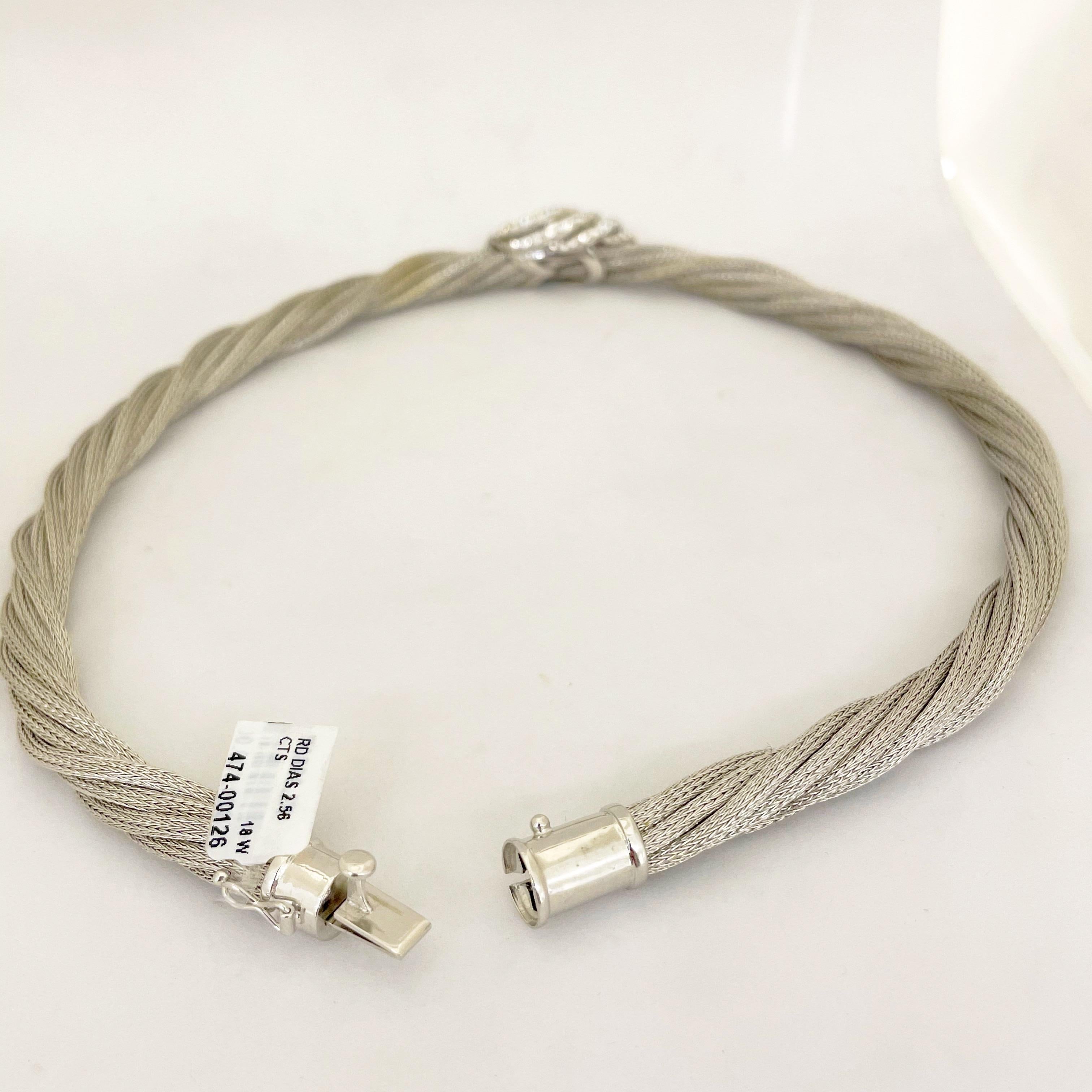 da uomo o donna Picchiotti Collana girocollo in oro 18 carati con diamante centrale a spirale da 2,56 carati in vendita