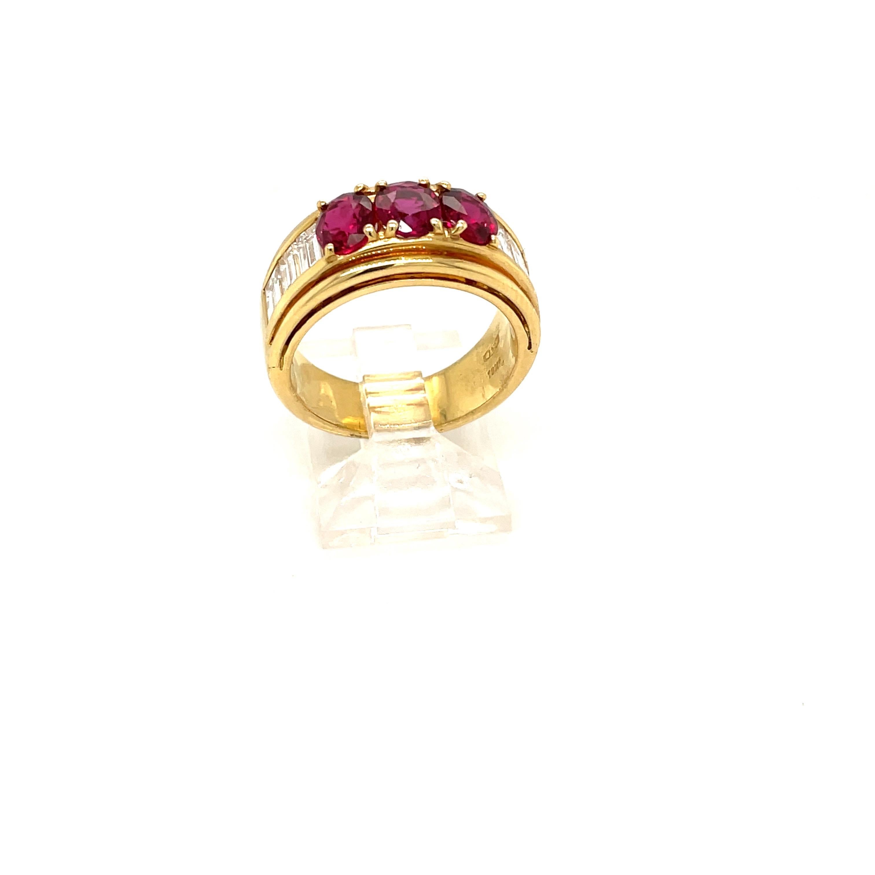 Picchiotti 18kt Yellow Gold 2.10ct. Ruby & 2.10ct Diamond Baguette Band Ring For Sale 7
