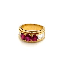 Picchiotti 18kt Yellow Gold 2.10ct. Ruby & 2.10ct Diamond Baguette Band Ring