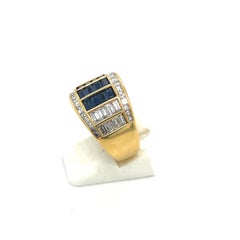 Picchiotti 18KT Yellow Gold 2.14Ct Diamond & 1.68Ct Blue Sapphire Band Ring
