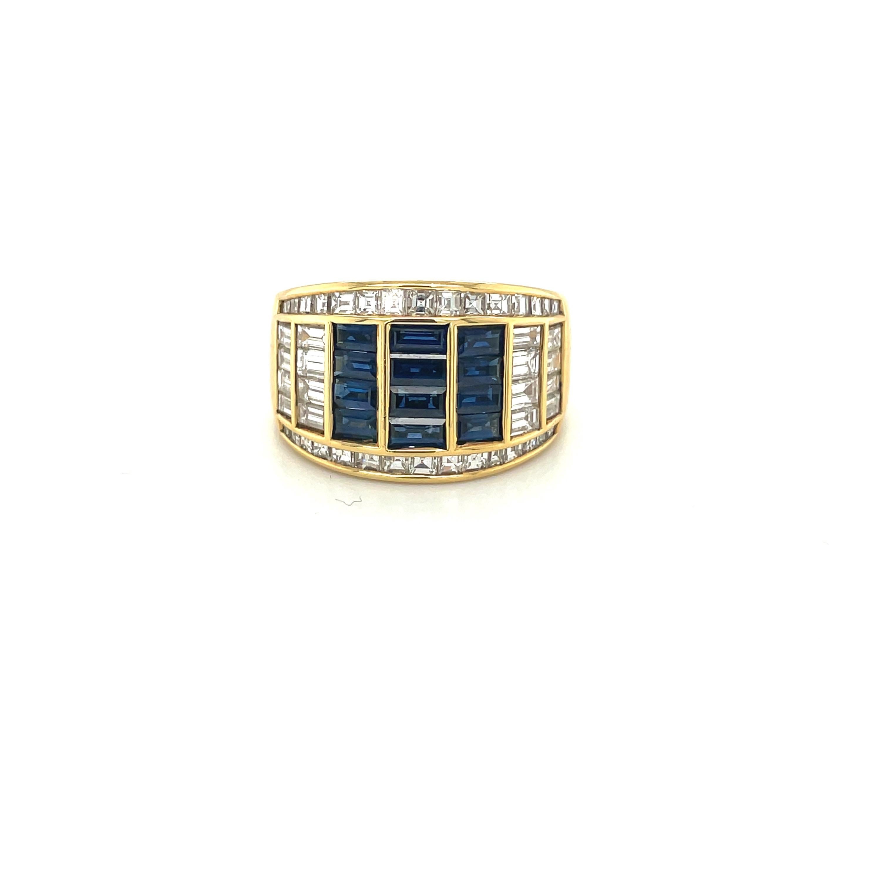 Picchiotti 18KT Gelbgold Ring, 2,14 Karat Diamant & 1,68 Karat blauer Saphir im Zustand „Neu“ im Angebot in New York, NY