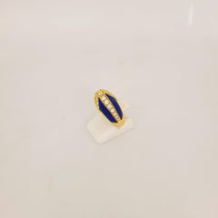 Picchiotti 18 Karat Yellow Gold .91 Carat Diamond and Lapis Lazuli Ring