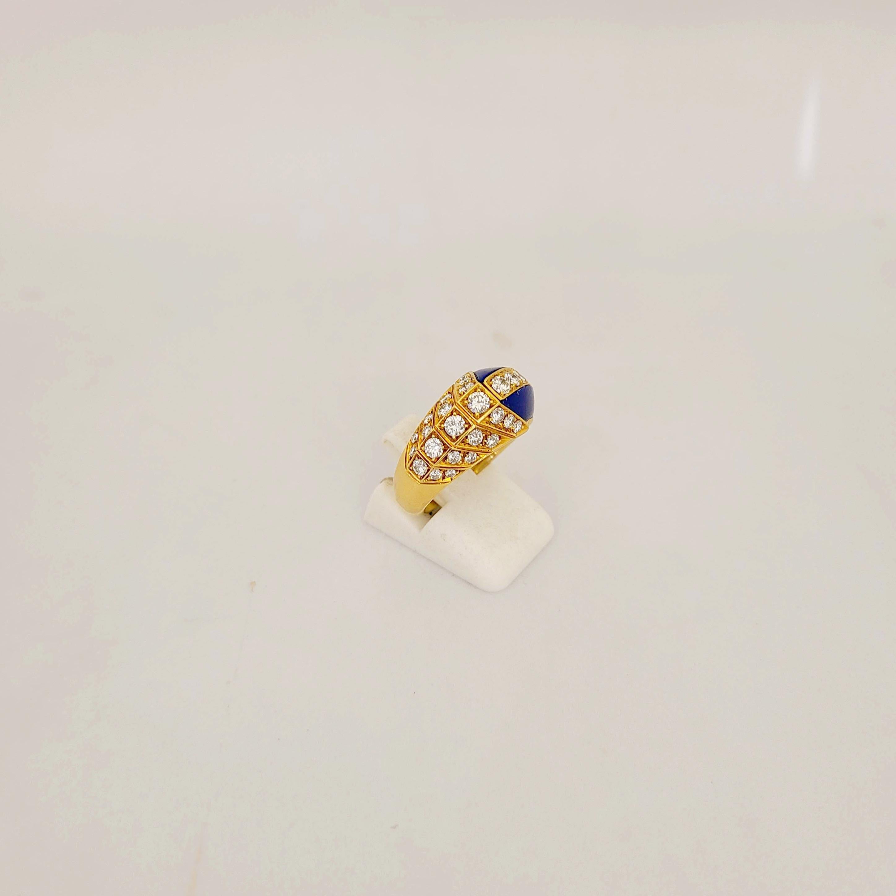 Contemporain Bague en or jaune 18 carats Picchiotti, diamant de 0,91 carat et lapis-lazuli en vente