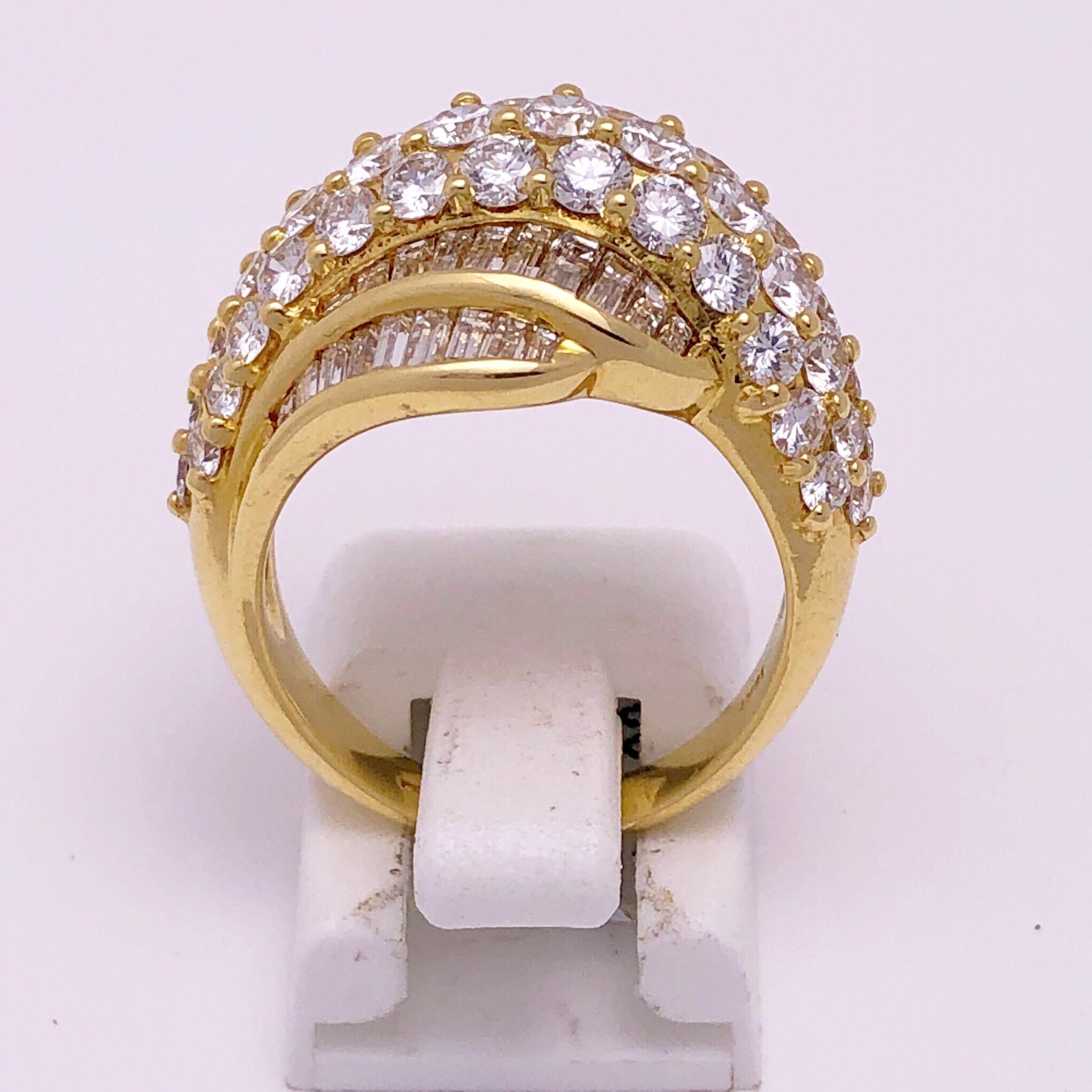 Round Cut Picchiotti 18 Karat Yellow Gold and 3.87 Carat Diamond Cocktail Ring For Sale