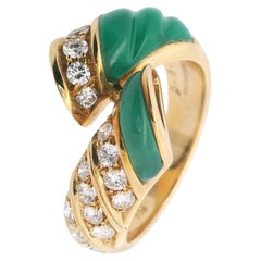 PICCHIOTTI  18kt Yellow Gold Ring with Chrysoprase and Diamonds