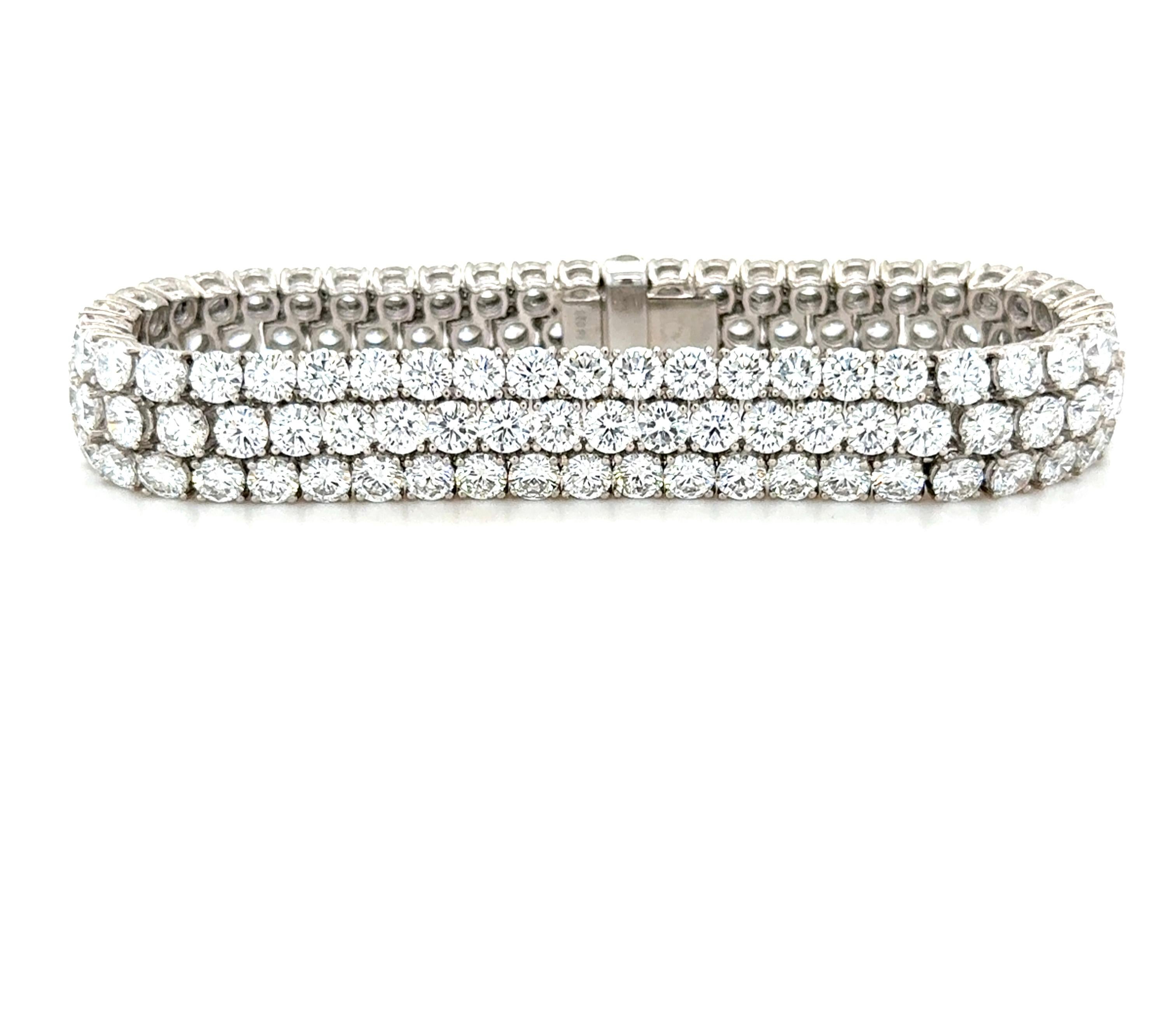 Taglio brillante Picchiotti, Bracciale in platino e diamanti da 28,20 carati