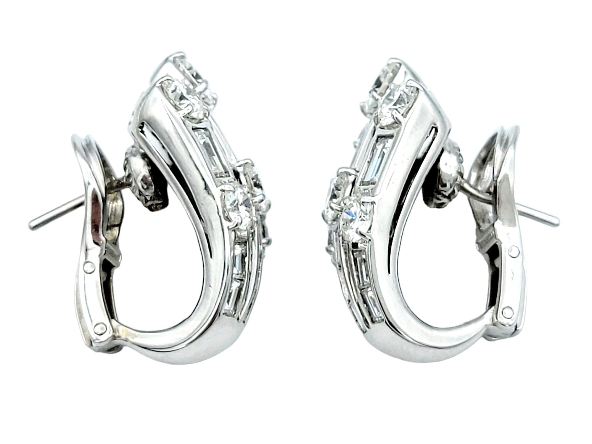 Contemporary Picchiotti 5.00 Carats Total Round and Baguette Diamond 18K White Gold Earrings  For Sale