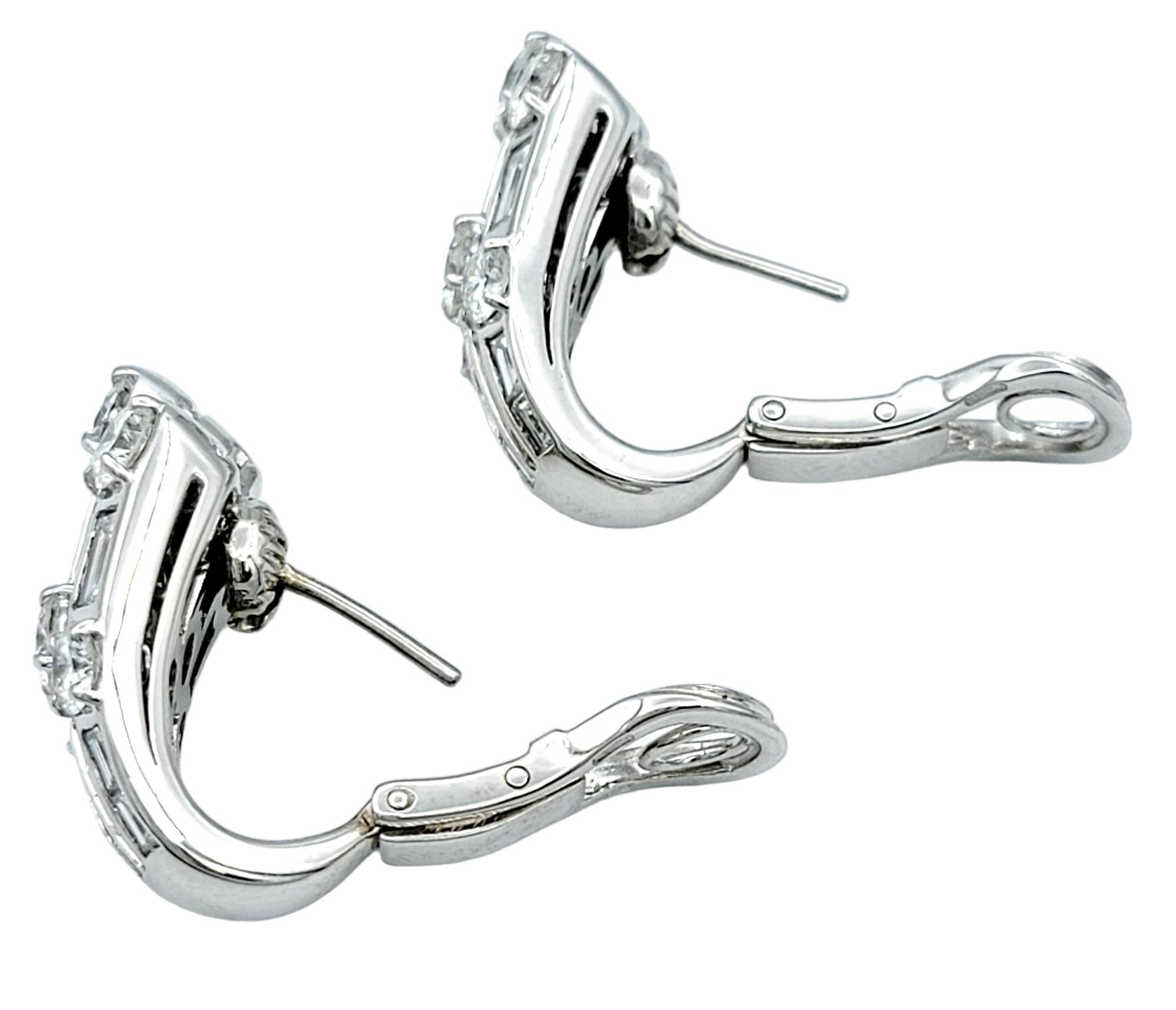 Baguette Cut Picchiotti 5.00 Carats Total Round and Baguette Diamond 18K White Gold Earrings  For Sale