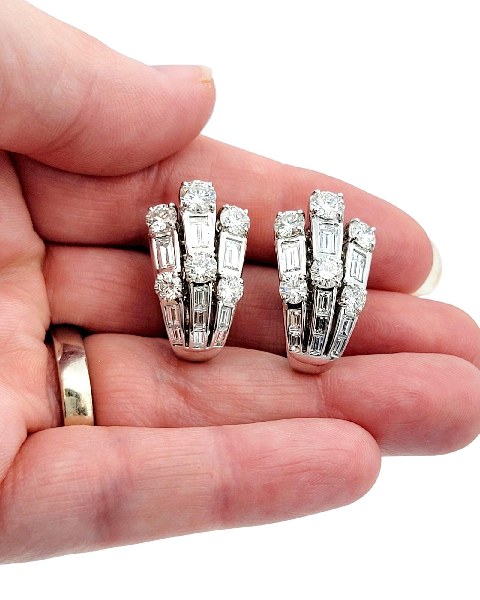 Picchiotti 5.00 Carats Total Round and Baguette Diamond 18K White Gold Earrings  For Sale 2