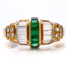 Picchiotti Asscher Emerald Diamond 18 Karat Yellow Gold Ring