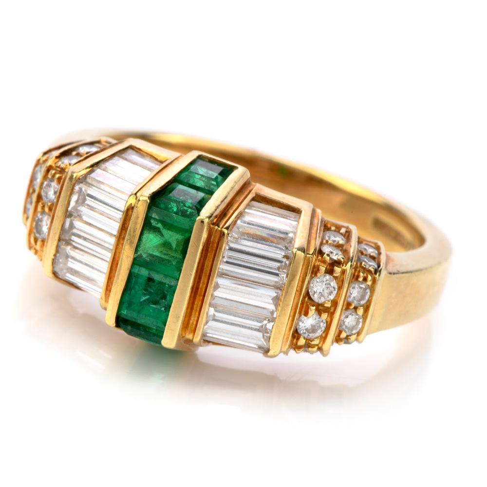 Emerald Cut Picchiotti Asscher Emerald Diamond 18 Karat Yellow Gold Ring