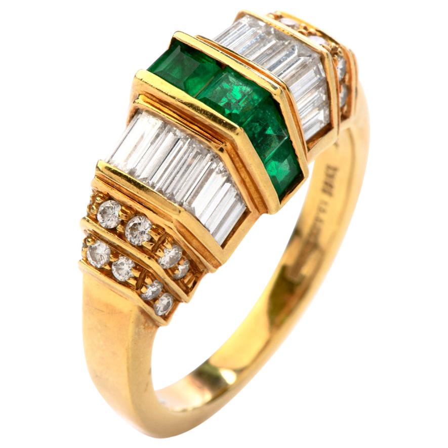 Picchiotti Asscher Emerald Diamond 18 Karat Yellow Gold Ring
