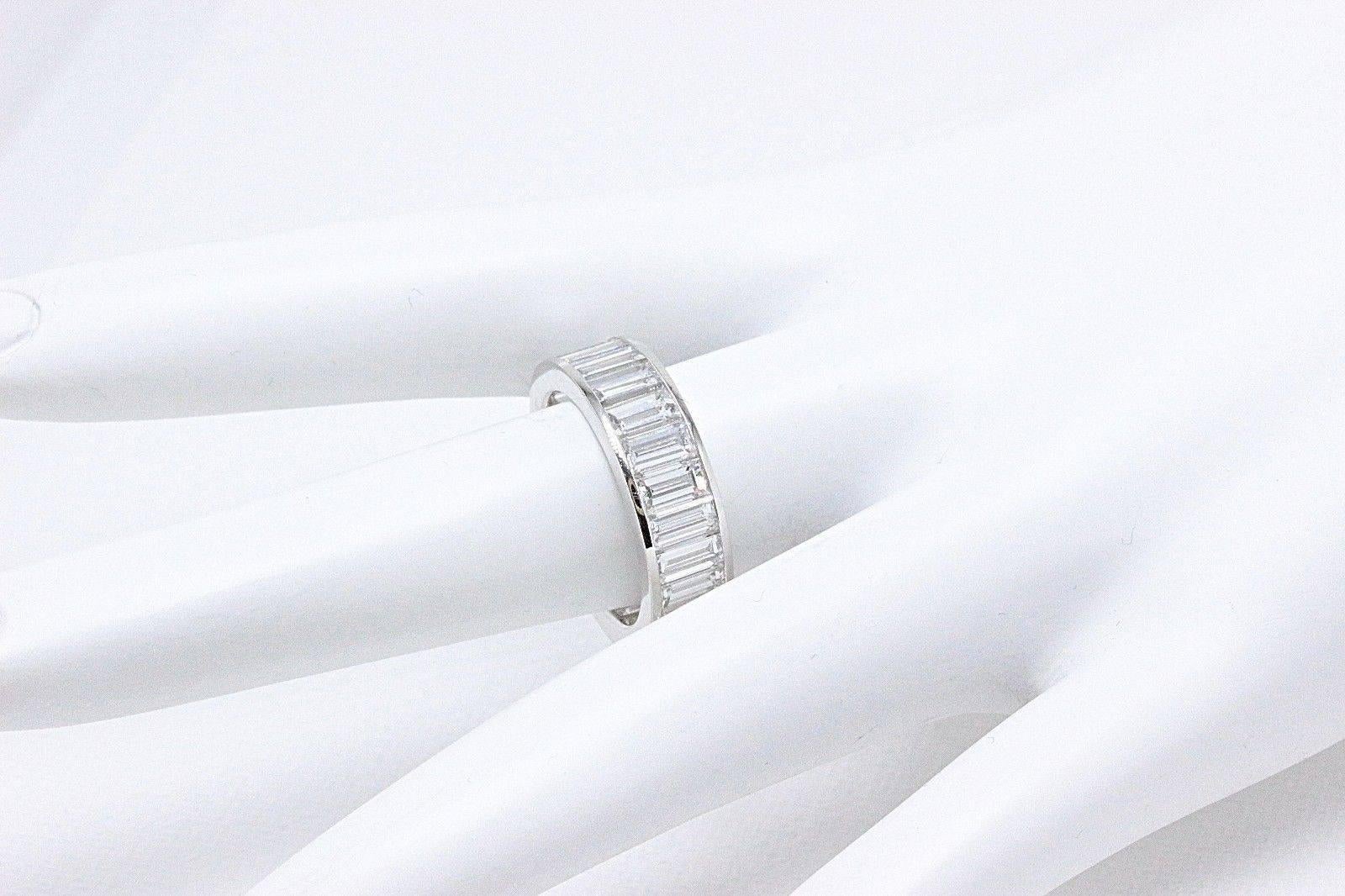 Picchiotti Baguette Cut Diamond Channel Set Eternity Band 5.50 Carat in Platinum In Excellent Condition In San Diego, CA