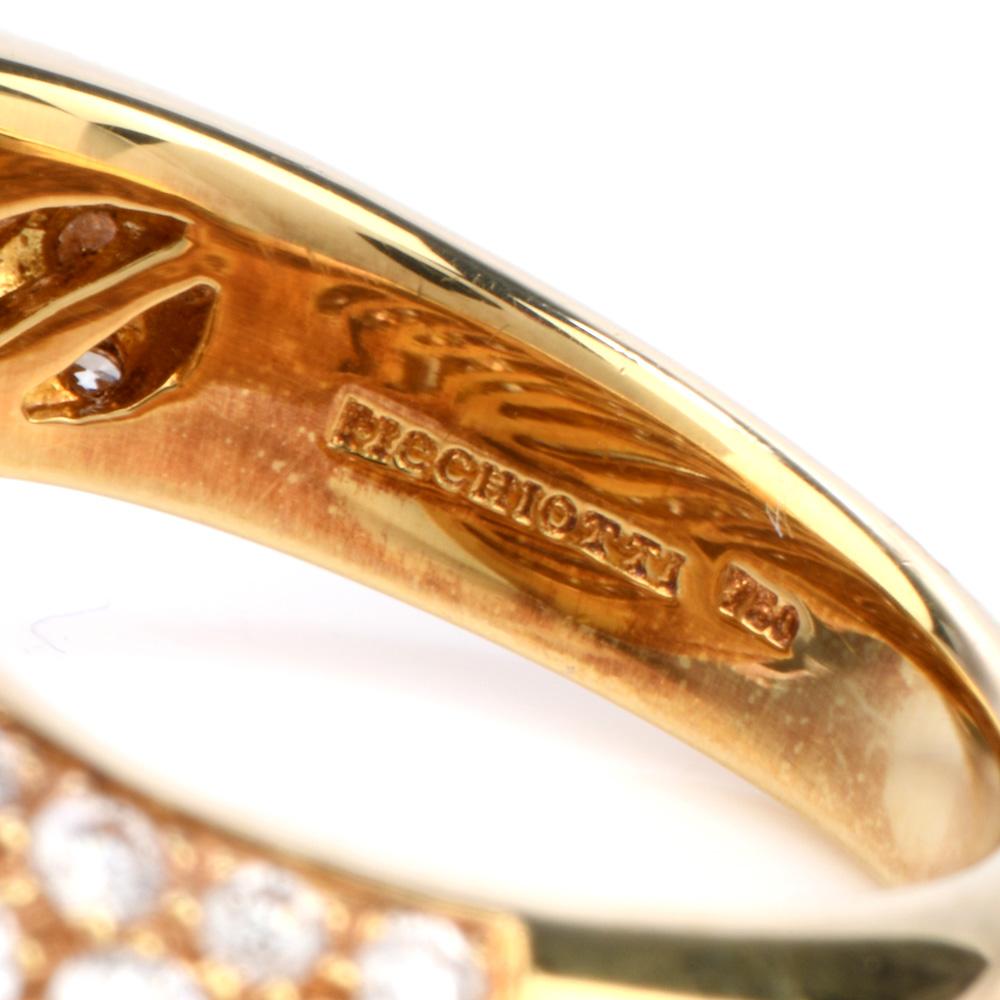 Women's or Men's Picchiotti Cluster Diamond by Pass Snake Heads 18 Karat Gold Ring