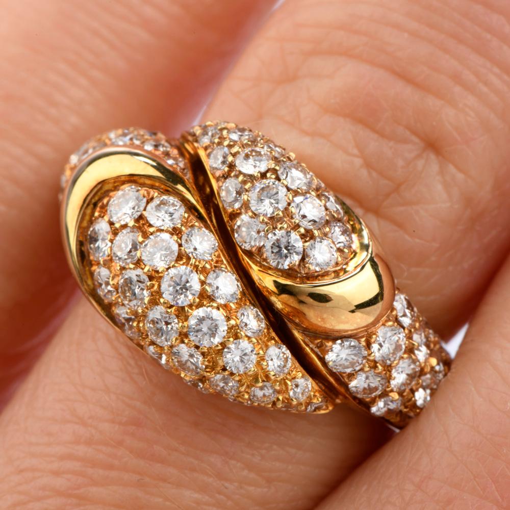 Picchiotti Cluster Diamond by Pass Snake Heads 18 Karat Gold Ring 1