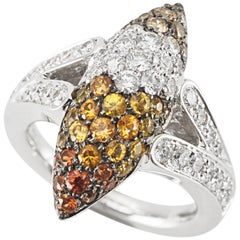 Picchiotti Cocktail Rainbow of Cognac Diamonds and Yellow and Orange Sapphires