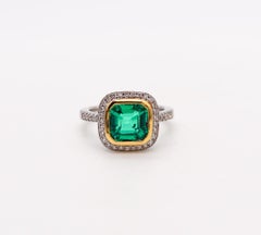PICCHIOTTI Cocktail Ring In 18Kt Gold With 4.77 Ctw in Emeralds And Diamonds