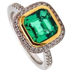 PICCHIOTTI Anillo De Cóctel En Oro De 18 Quilates Con 4,77 Quilates De Esmeraldas Y Diamantes