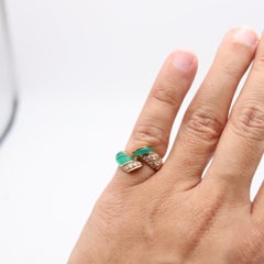 PICCHIOTTI Cocktail Ring In 18Kt Yellow Gold With Chrysoprase and VS Diamonds