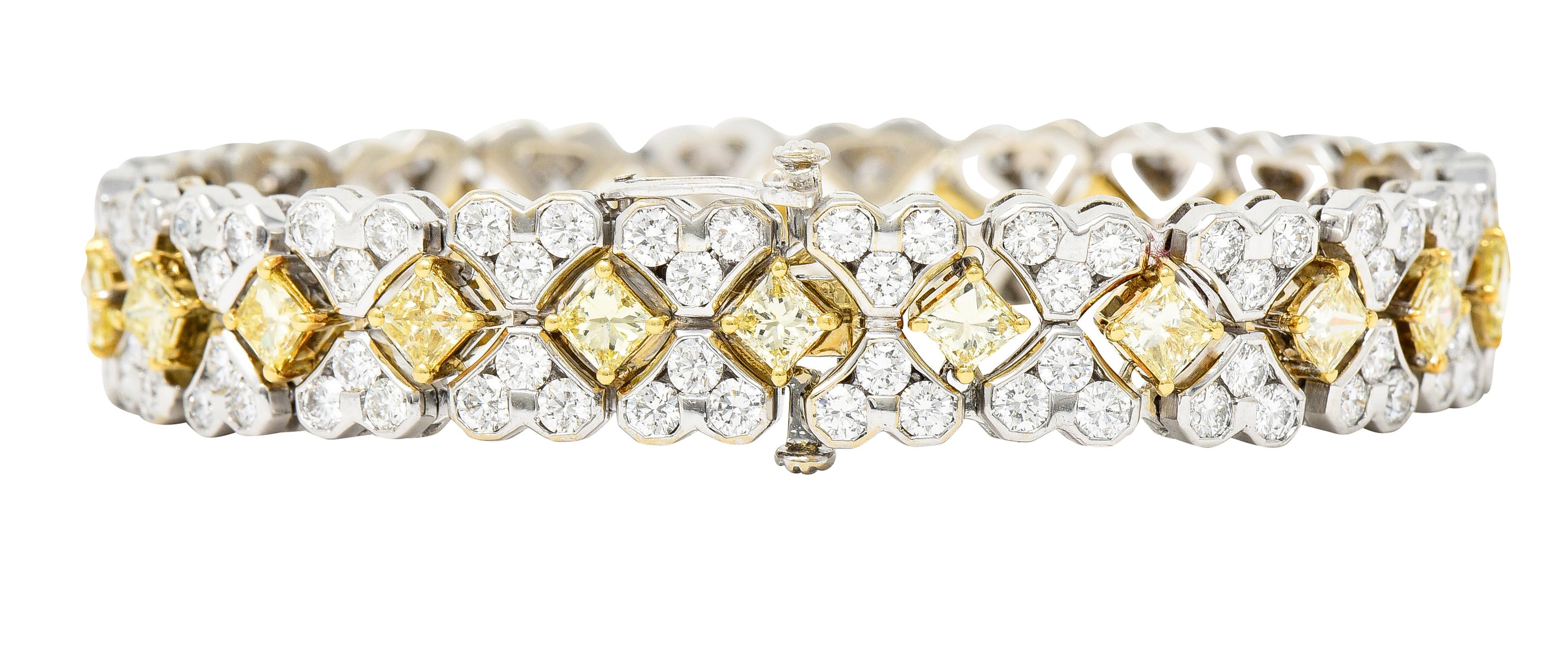 Picchiotti Contemporary 18.50 Carats Fancy Yellow Princess Cut Diamond Bracelet 7