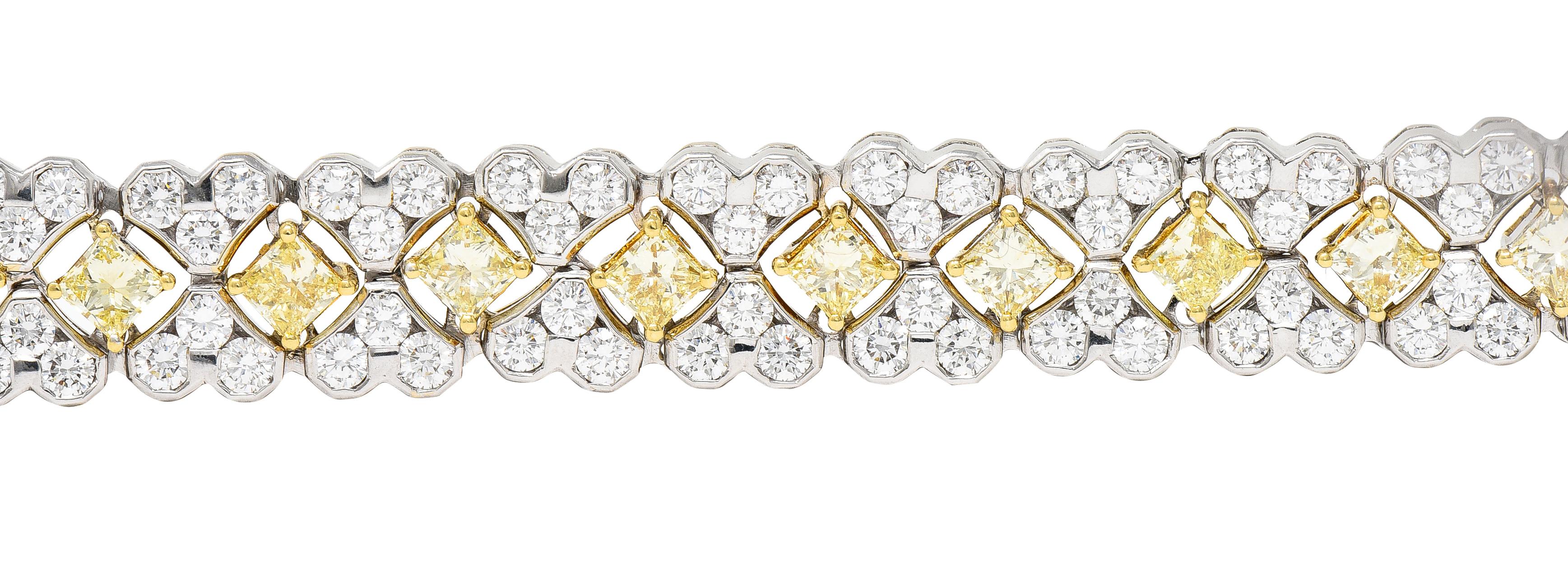 Picchiotti Contemporary 18.50 Carats Fancy Yellow Princess Cut Diamond Bracelet 1