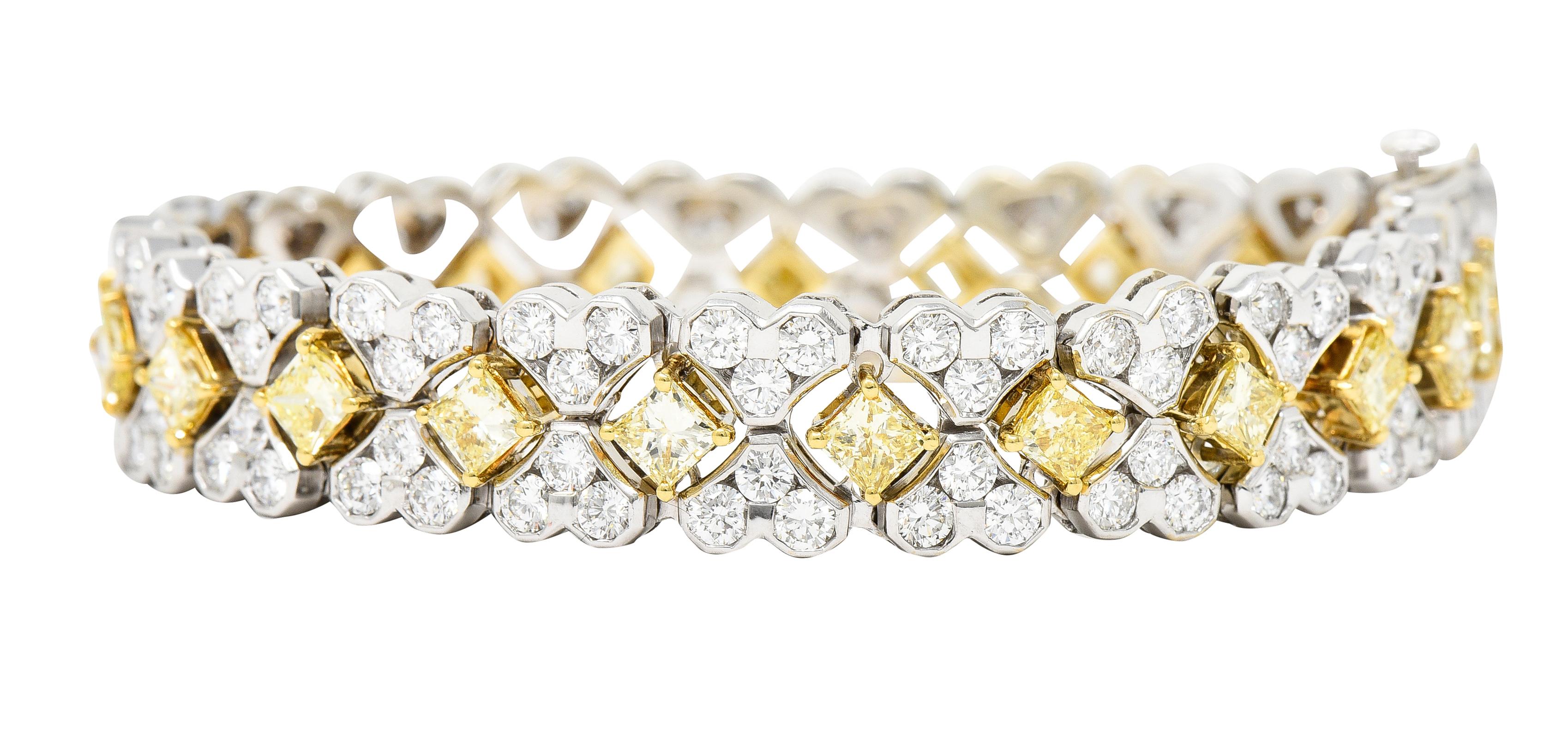 Picchiotti Contemporary 18.50 Carats Fancy Yellow Princess Cut Diamond Bracelet 3