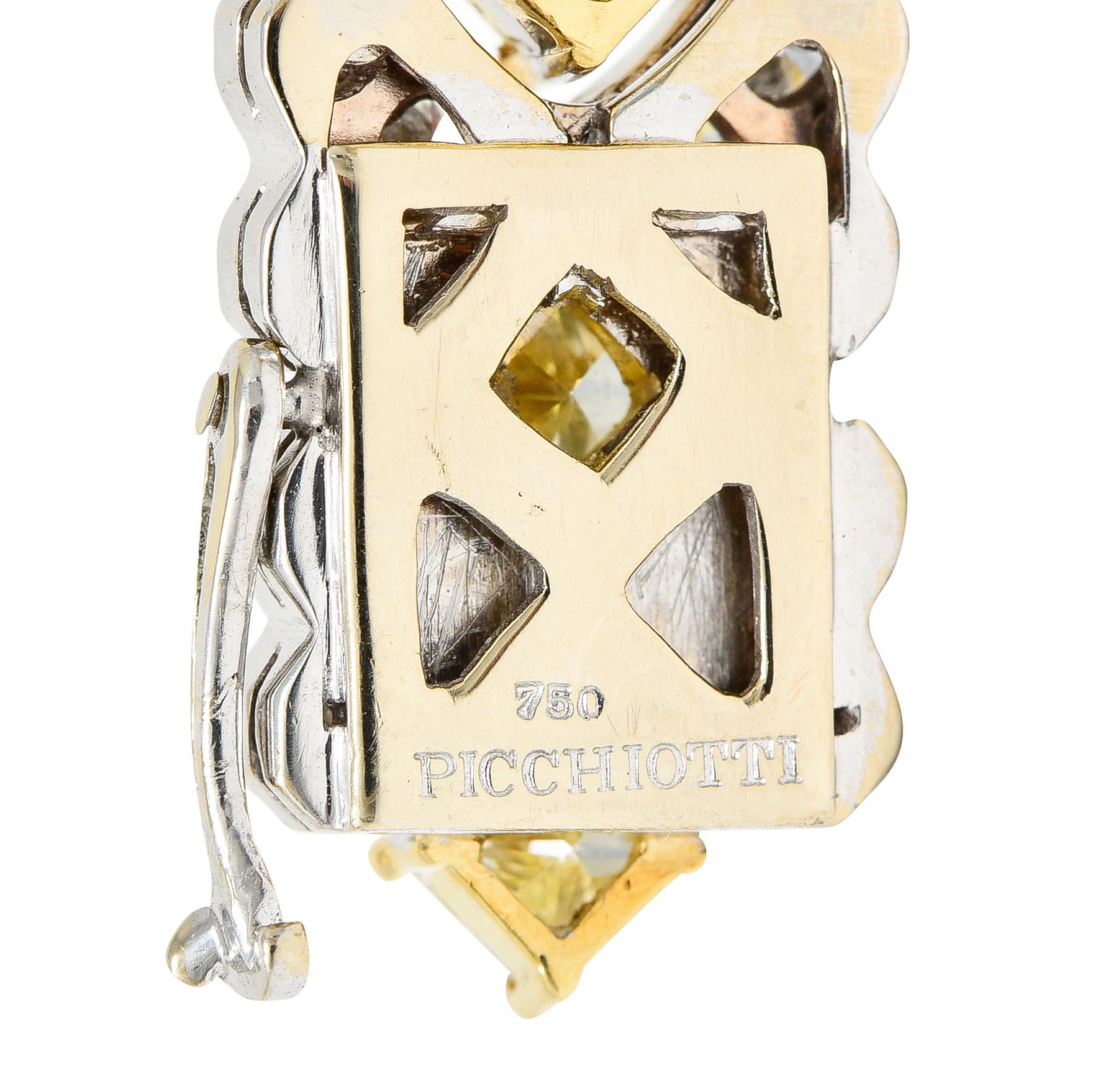 Picchiotti Contemporary 18.50 Carats Fancy Yellow Princess Cut Diamond Bracelet 4