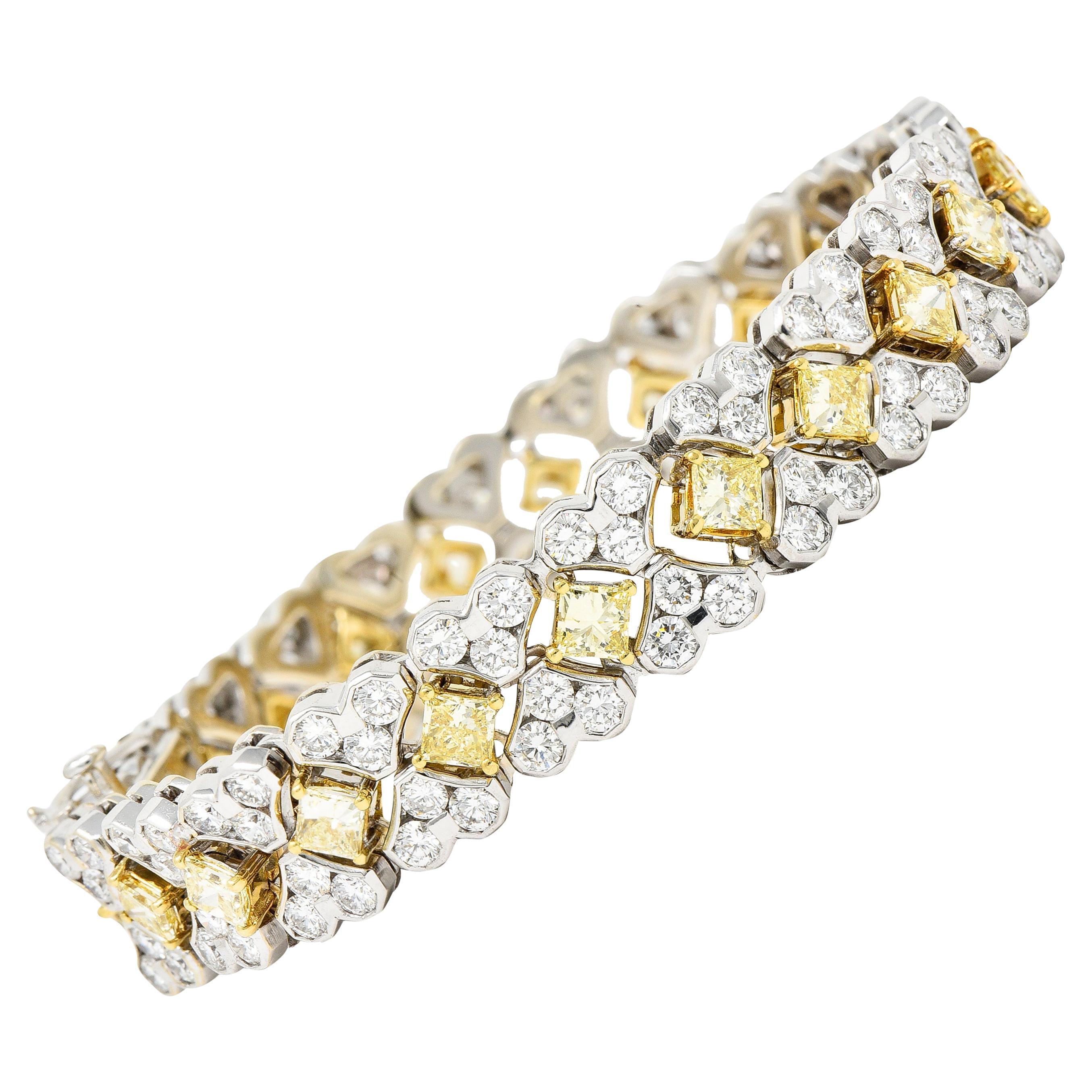 Picchiotti Contemporary 18.50 Carats Fancy Yellow Princess Cut Diamond Bracelet