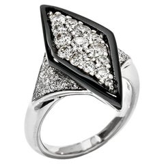 Picchiotti Diamond and Onyx Ring 18 Karat White Gold 1.09 Carat
