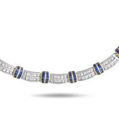 Picchiotti Diamond and Sapphire Invisible Setting White Gold Omega Necklace