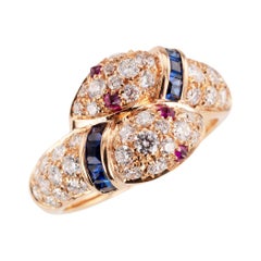 Picchiotti Diamond Ruby Sapphire Rose Gold Snake Ring
