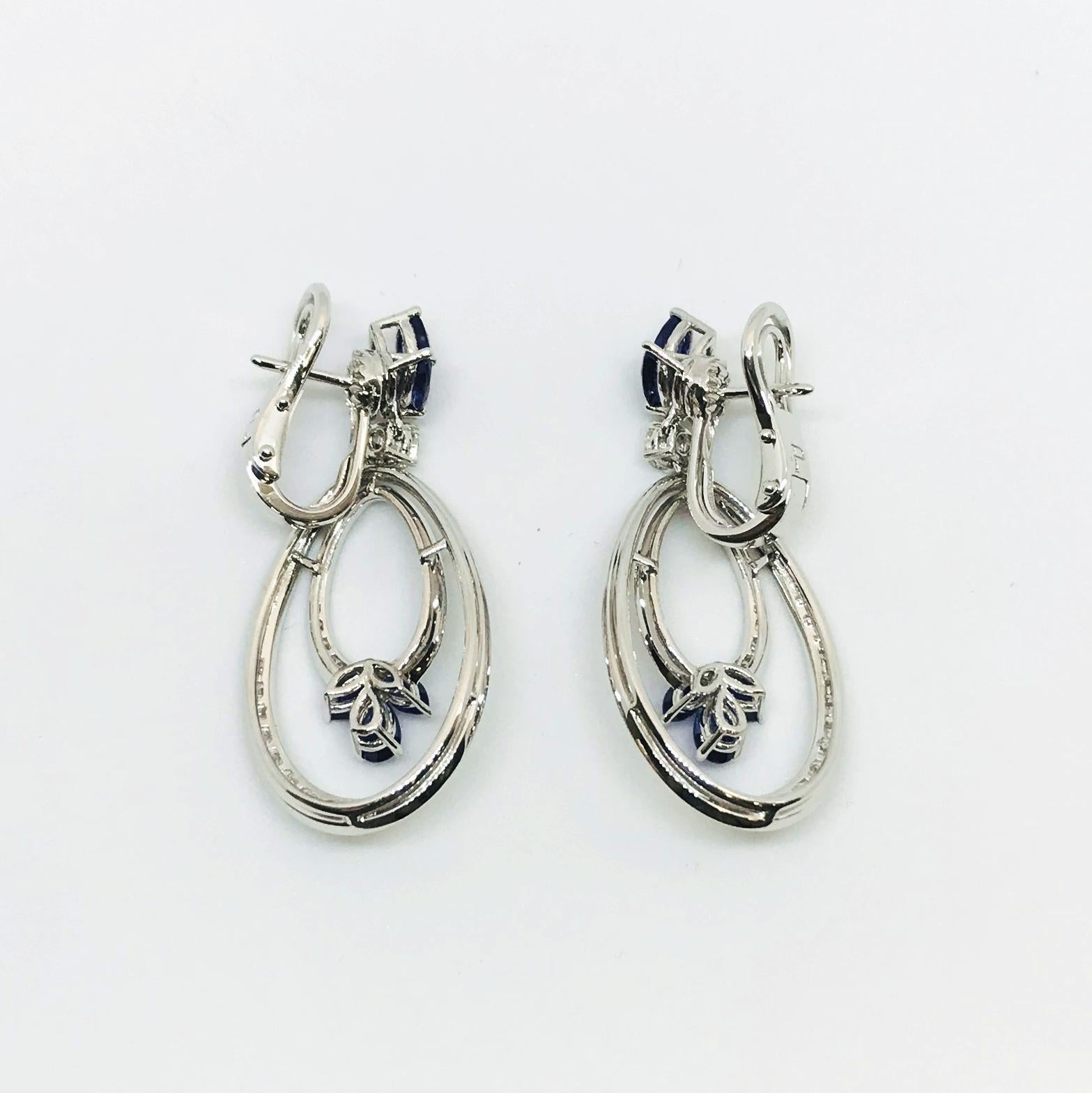 Picchiotti Diamond Sapphire Pendant Drop Earrings White Gold In New Condition For Sale In San Francisco, CA