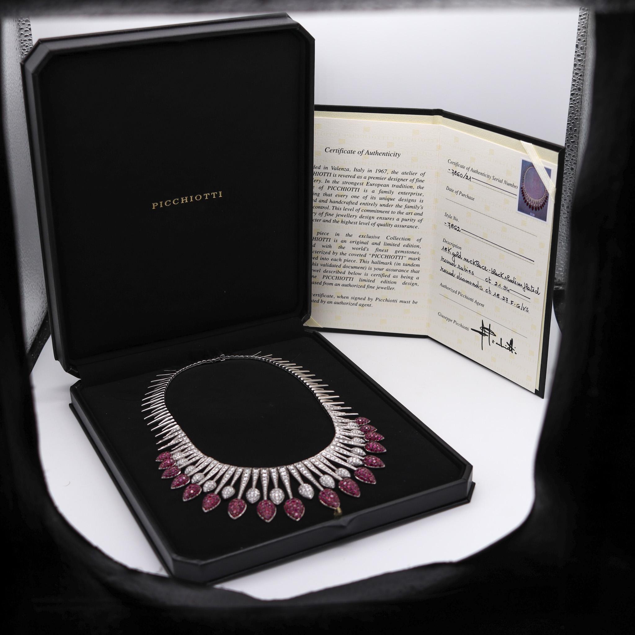 Picchiotti Feston-Halskette aus 18 Karat Gold mit 40,21 Karat Diamanten und Rubinen im Angebot 4