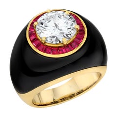 Picchiotti, GIA 3.00 Carat Diamond Ring in Unique Ruby and Onyx Setting