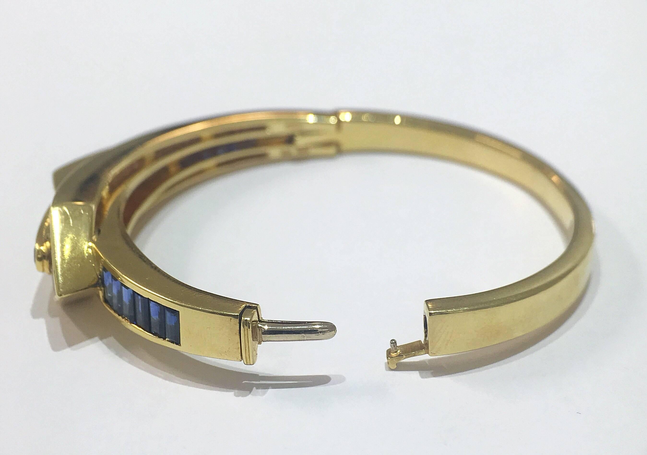 Baguette Cut Picchiotti Invisibly Set Sapphire and Diamond 18 Karat Gold Bracelet For Sale