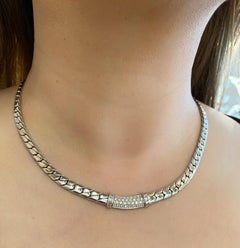 Picchiotti - Collier à maillons en or blanc 18 carats avec pavé de diamants