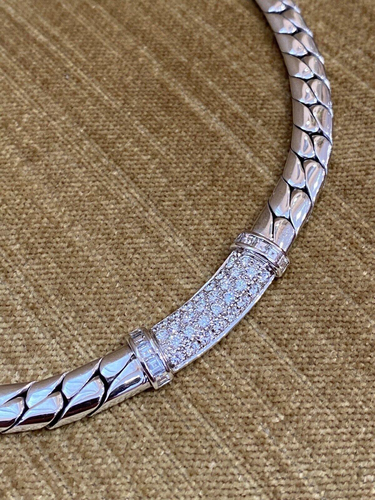 Round Cut PICCHIOTTI Pavé Diamond Curb Link Necklace in 18k White Gold For Sale
