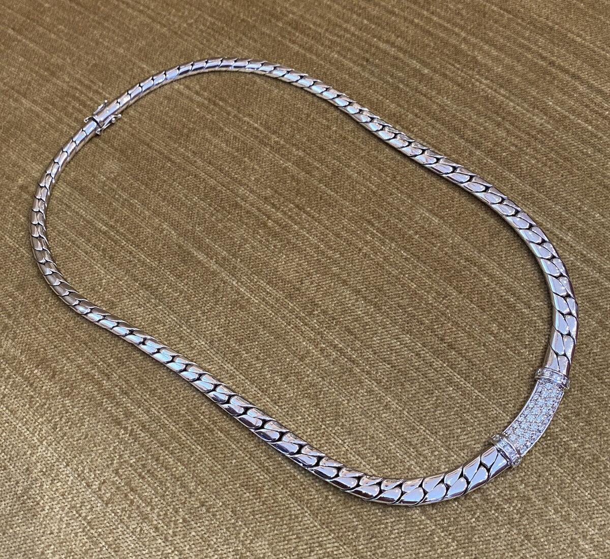 PICCHIOTTI Pavé Diamond Curb Link Necklace in 18k White Gold For Sale 1