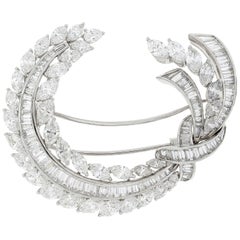 Picchiotti Platinum Baguette and Marquise Diamond Brooch