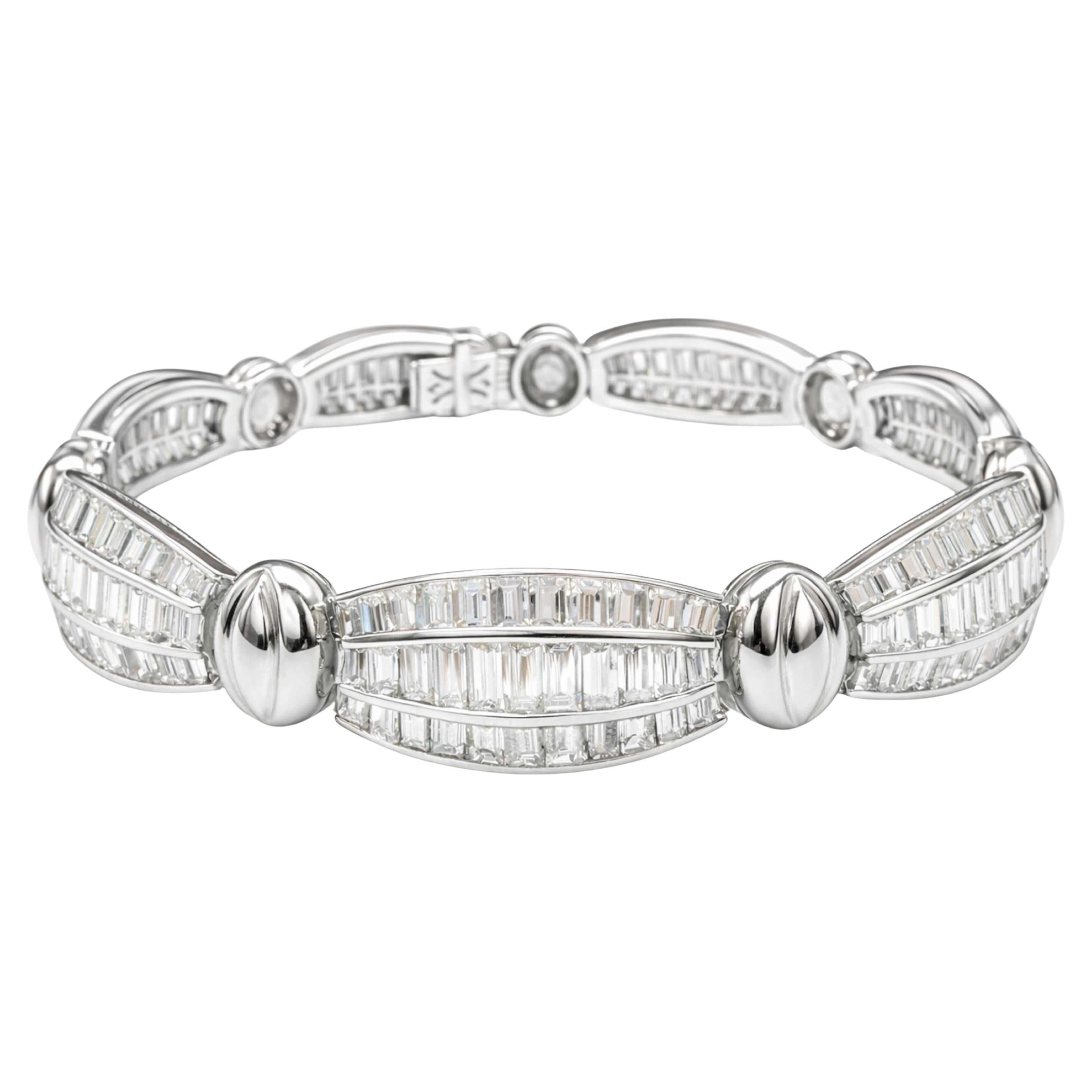 Picchiotti Pulsera recta de diamantes baguette - Oro blanco de 18 quilates en venta